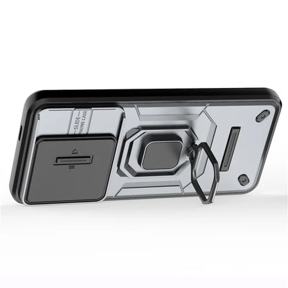 For Xiaomi 14 Pro Case PC+TPU Shockproof Kickstand Phone Protector with Slide Lens Shield
