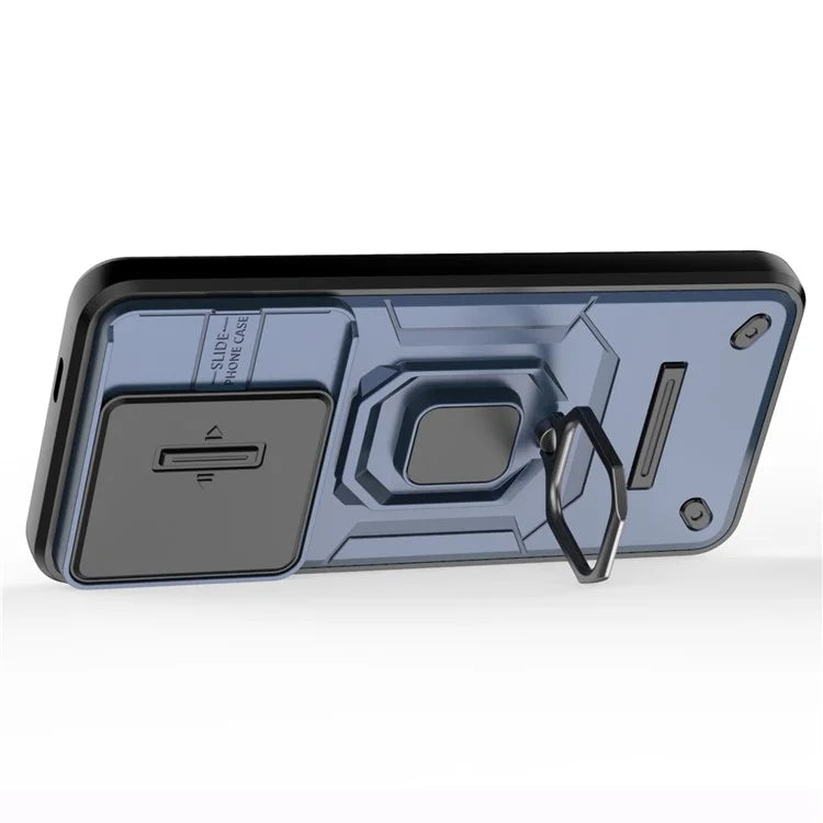 For Xiaomi 14 Pro Case PC+TPU Shockproof Kickstand Phone Protector with Slide Lens Shield