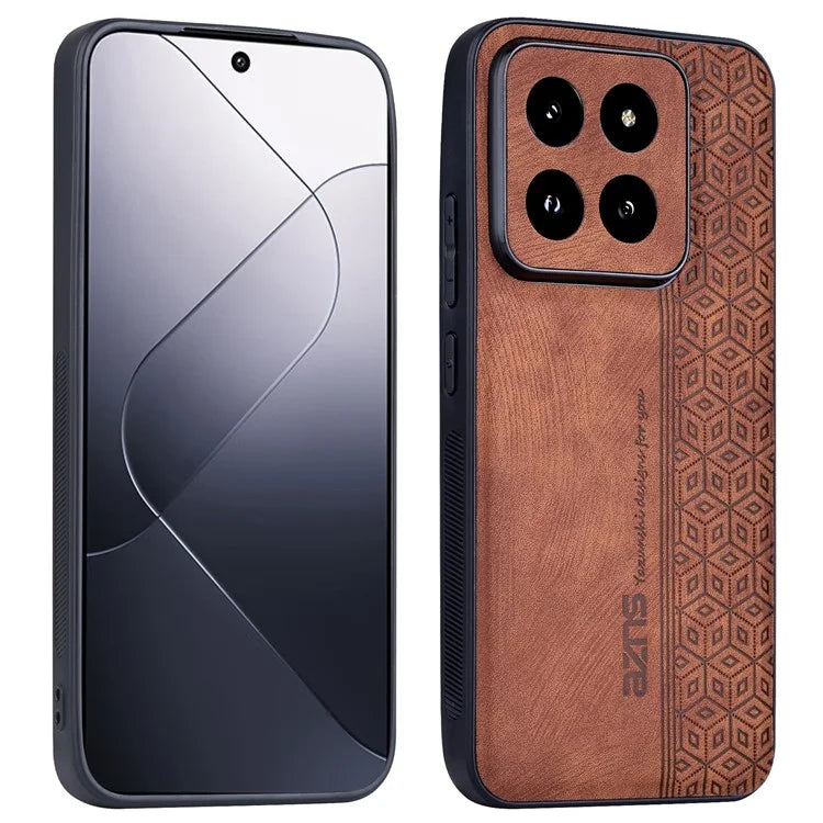 AZNS For Xiaomi 14 Pro Phone Case PU Leather Non-Slip Grip Back Cover