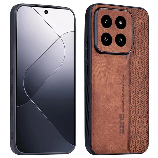 AZNS For Xiaomi 14 Pro Phone Case PU Leather Non-Slip Grip Back Cover