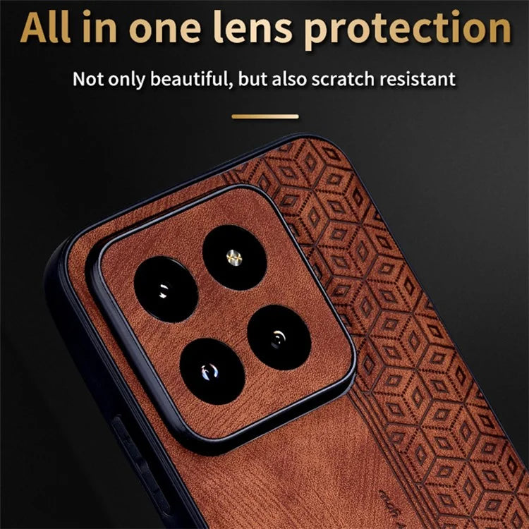 AZNS For Xiaomi 14 Pro Phone Case PU Leather Non-Slip Grip Back Cover