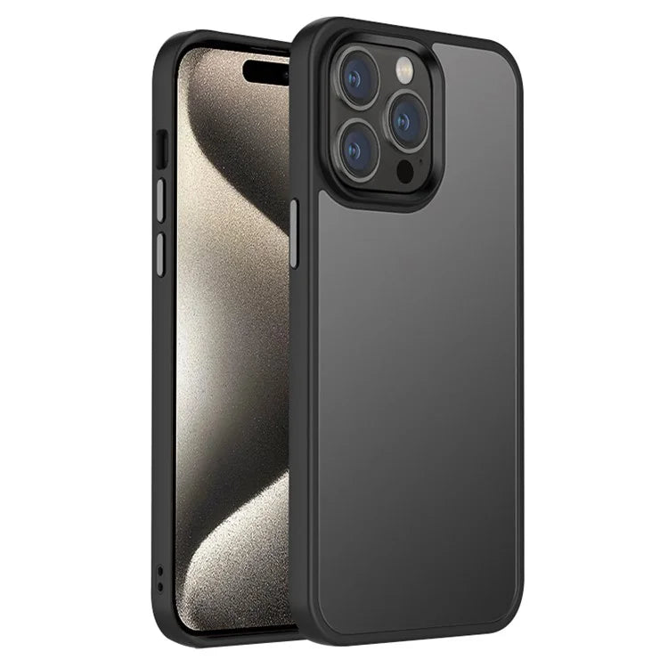 For iPhone 15 Pro Cell Phone Case Drop-proof Matte Anti-stains TPU+PC Shell Cover