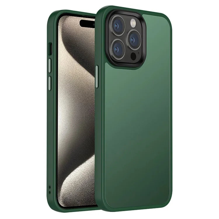 For iPhone 15 Pro Cell Phone Case Drop-proof Matte Anti-stains TPU+PC Shell Coverish Green