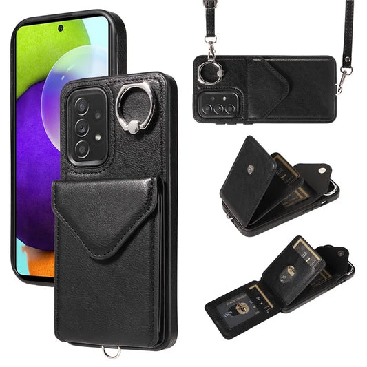 005 For Samsung Galaxy A52 5G / A52s 5G / A52 4G Case Vertical Flip Card Holder Ring Kickstand Cover