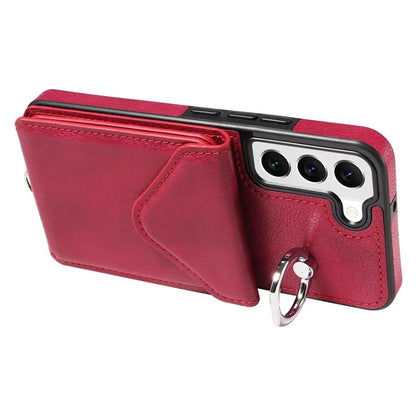 005 For Samsung Galaxy S22 5G Case Litchi Texture Card Slots Magnetic Phone Protective Cover