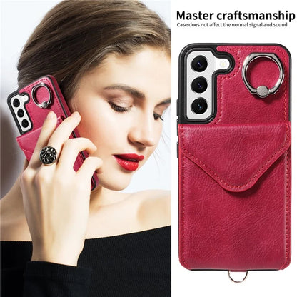 005 For Samsung Galaxy S22 5G Case Litchi Texture Card Slots Magnetic Phone Protective Cover