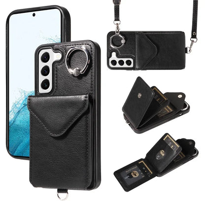 005 For Samsung Galaxy S22 5G Case Litchi Texture Card Slots Magnetic Phone Protective Cover