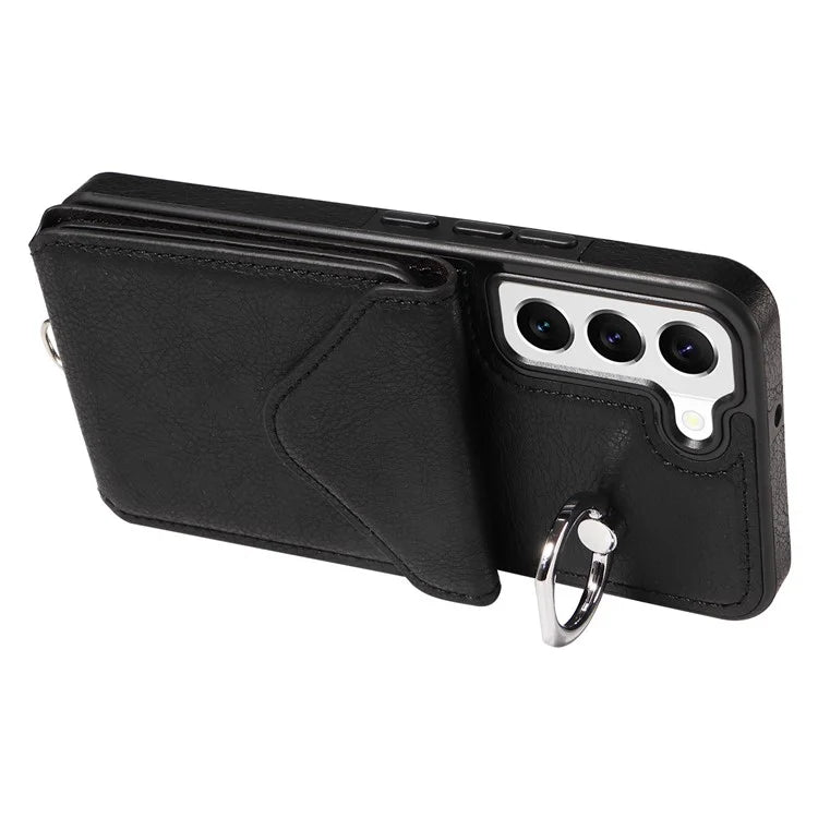 005 For Samsung Galaxy S22 5G Case Litchi Texture Card Slots Magnetic Phone Protective Cover