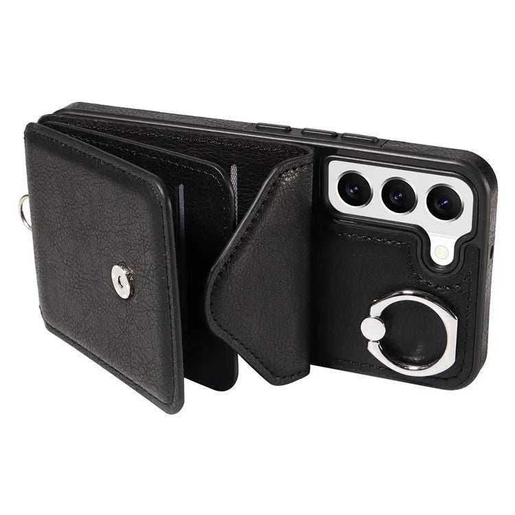 005 For Samsung Galaxy S22 5G Case Litchi Texture Card Slots Magnetic Phone Protective Cover