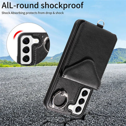 005 For Samsung Galaxy S22 5G Case Litchi Texture Card Slots Magnetic Phone Protective Cover