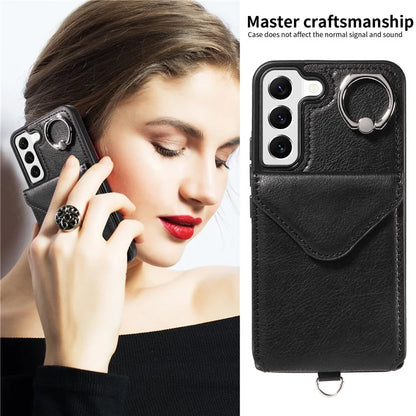 005 For Samsung Galaxy S22 5G Case Litchi Texture Card Slots Magnetic Phone Protective Cover