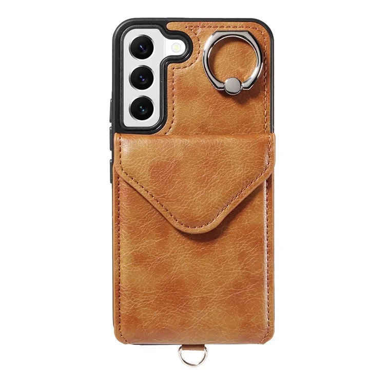 005 For Samsung Galaxy S22 5G Case Litchi Texture Card Slots Magnetic Phone Protective Cover