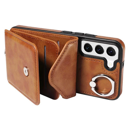 005 For Samsung Galaxy S22 5G Case Litchi Texture Card Slots Magnetic Phone Protective Cover