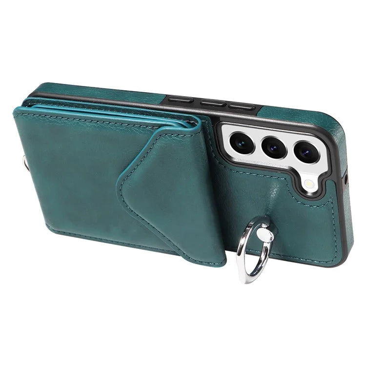 005 For Samsung Galaxy S22 5G Case Litchi Texture Card Slots Magnetic Phone Protective Cover