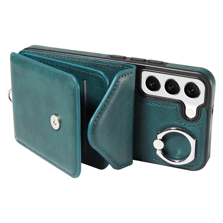 005 For Samsung Galaxy S22 5G Case Litchi Texture Card Slots Magnetic Phone Protective Cover