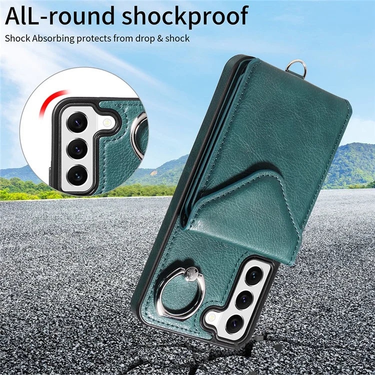 005 For Samsung Galaxy S22 5G Case Litchi Texture Card Slots Magnetic Phone Protective Cover