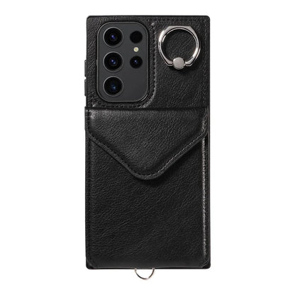 005 For Samsung Galaxy S23 Ultra Kickstand Cover Card Holder Leather Cell Phone Case