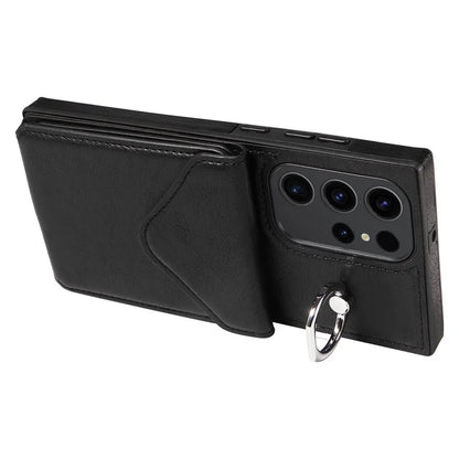 005 For Samsung Galaxy S23 Ultra Kickstand Cover Card Holder Leather Cell Phone Case