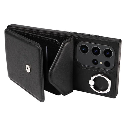 005 For Samsung Galaxy S23 Ultra Kickstand Cover Card Holder Leather Cell Phone Case