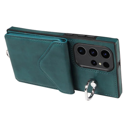 005 For Samsung Galaxy S23 Ultra Kickstand Cover Card Holder Leather Cell Phone Case