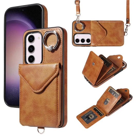 005 For Samsung Galaxy S23 Phone Case PU Leather Card Holder Back Cover