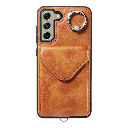 005 For Samsung Galaxy S21 FE 5G Phone Case Rotation Kickstand Cover with Card Holder