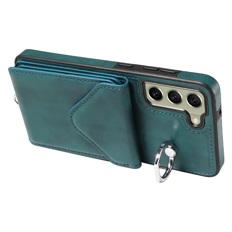 005 For Samsung Galaxy S21 FE 5G Phone Case Rotation Kickstand Cover with Card Holder