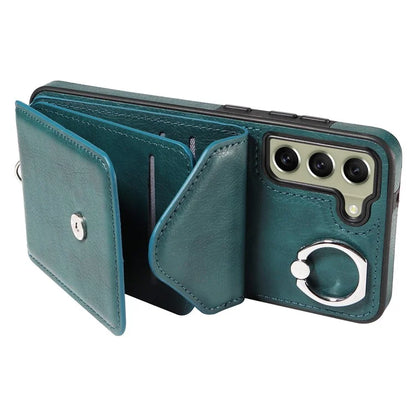 005 For Samsung Galaxy S21 FE 5G Phone Case Rotation Kickstand Cover with Card Holder