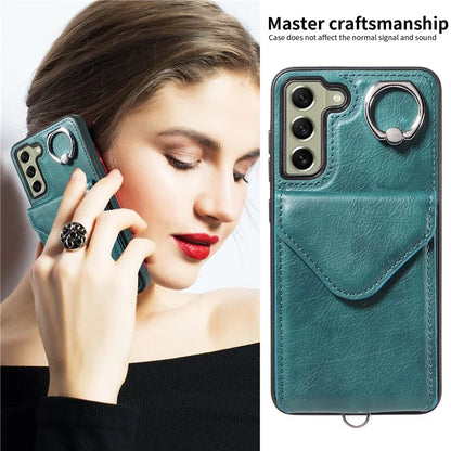 005 For Samsung Galaxy S21 FE 5G Phone Case Rotation Kickstand Cover with Card Holder