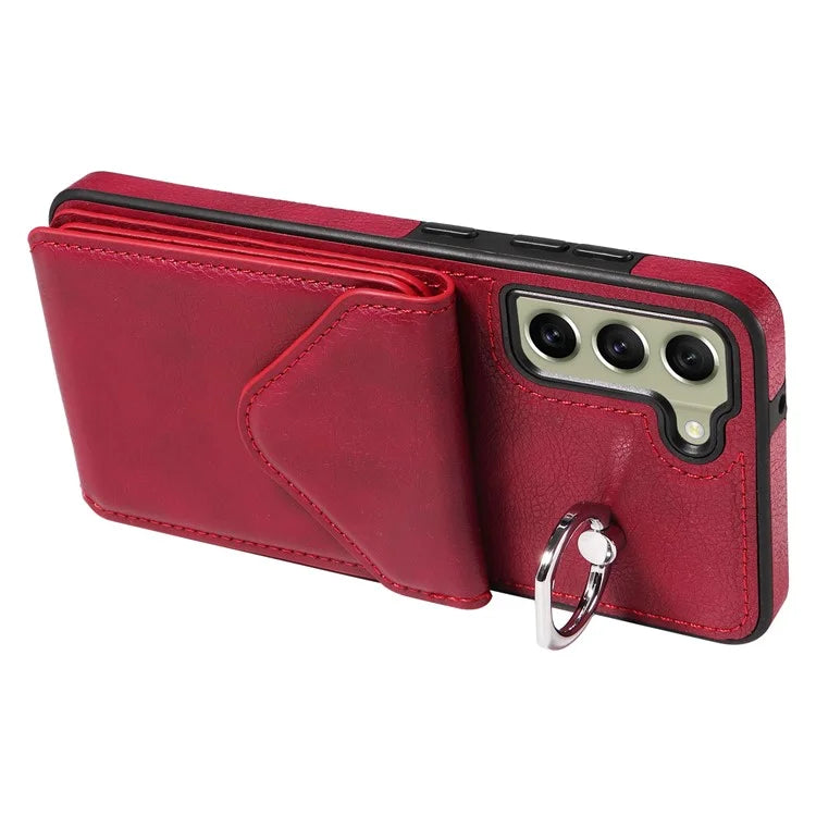 005 For Samsung Galaxy S21 FE 5G Phone Case Rotation Kickstand Cover with Card Holder