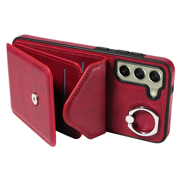 005 For Samsung Galaxy S21 FE 5G Phone Case Rotation Kickstand Cover with Card Holder