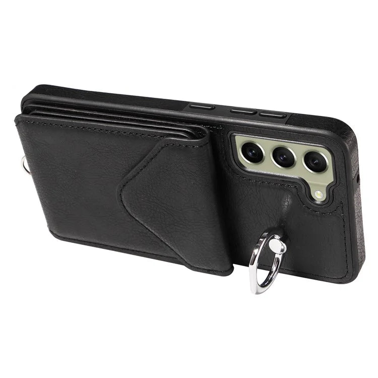 005 For Samsung Galaxy S21 FE 5G Phone Case Rotation Kickstand Cover with Card Holder