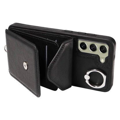 005 For Samsung Galaxy S21 FE 5G Phone Case Rotation Kickstand Cover with Card Holder