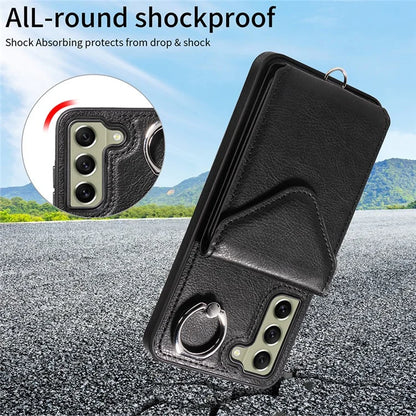 005 For Samsung Galaxy S21 FE 5G Phone Case Rotation Kickstand Cover with Card Holder