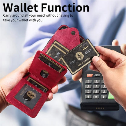 005 For iPhone 13 Crossbody Phone Case PU Leather Ring Grip Shockproof Cover