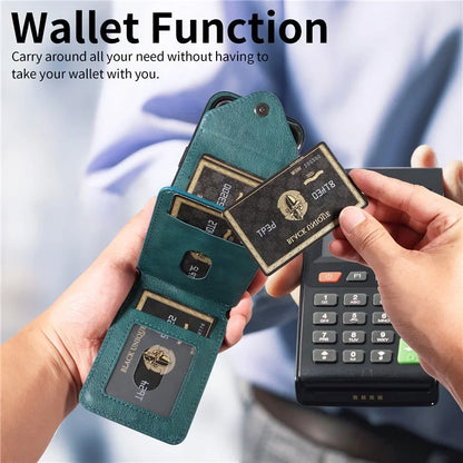 005 For iPhone 13 Crossbody Phone Case PU Leather Ring Grip Shockproof Cover