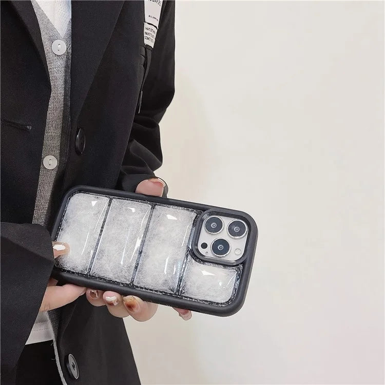 For iPhone 15 Pro TPU Phone Case Puffer Jacket Shockproof Cover