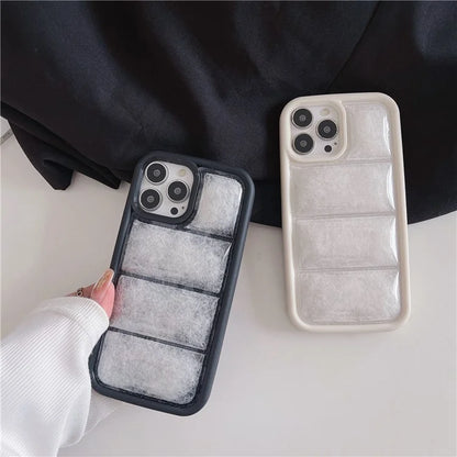 For iPhone 15 Pro TPU Phone Case Puffer Jacket Shockproof Cover