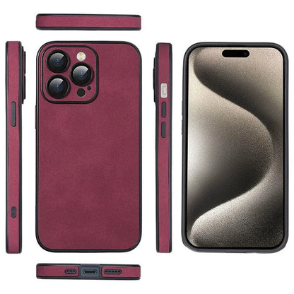 For iPhone 15 Pro Max Phone Cases with Camera Lens Protector Leather + TPU Protective Cover