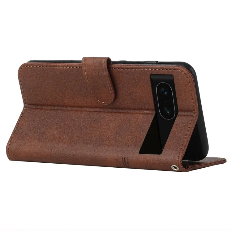 For Google Pixel 8a Case Leather Wallet Stand Calf Texture Mobile Phone Cover