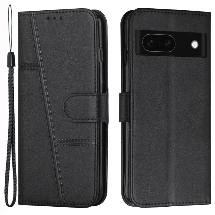 For Google Pixel 8a Case Leather Wallet Stand Calf Texture Mobile Phone Cover