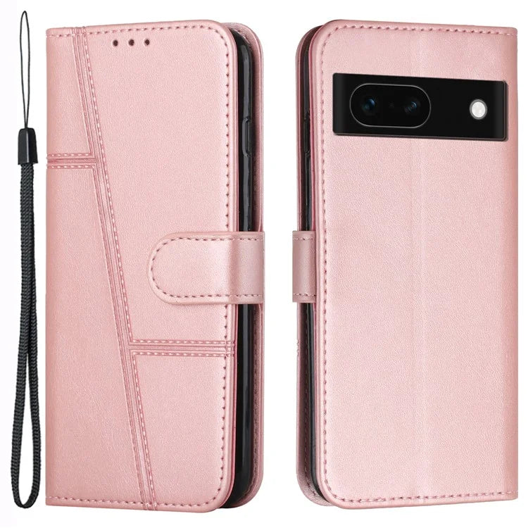 For Google Pixel 8a Case Leather Wallet Stand Calf Texture Mobile Phone Cover