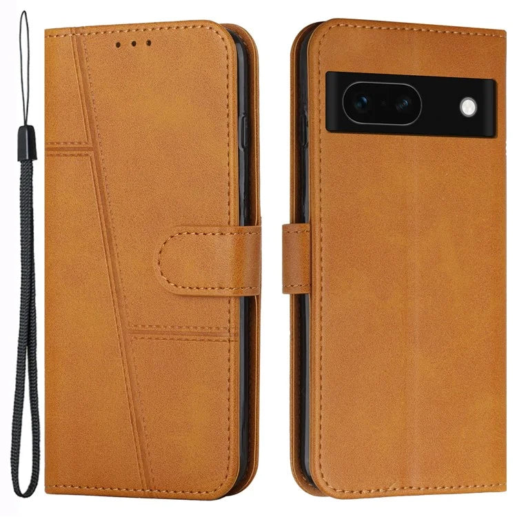 For Google Pixel 8a Case Leather Wallet Stand Calf Texture Mobile Phone Cover