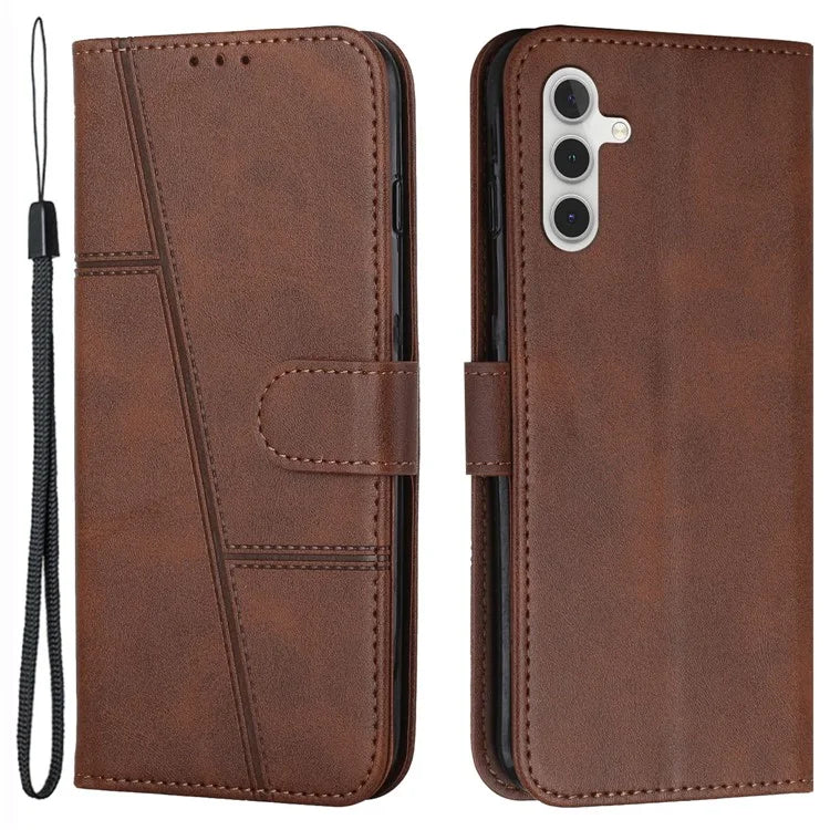 For Samsung Galaxy S24+ Cell Phone Case PU Leather Drop-proof Cover with Wallet