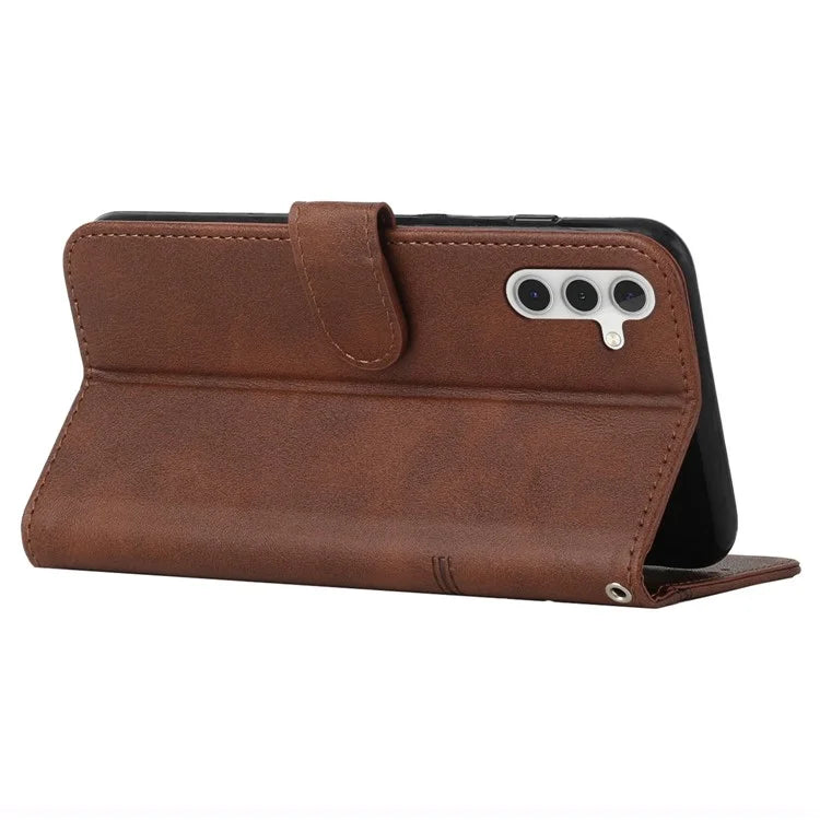 For Samsung Galaxy S24+ Cell Phone Case PU Leather Drop-proof Cover with Wallet