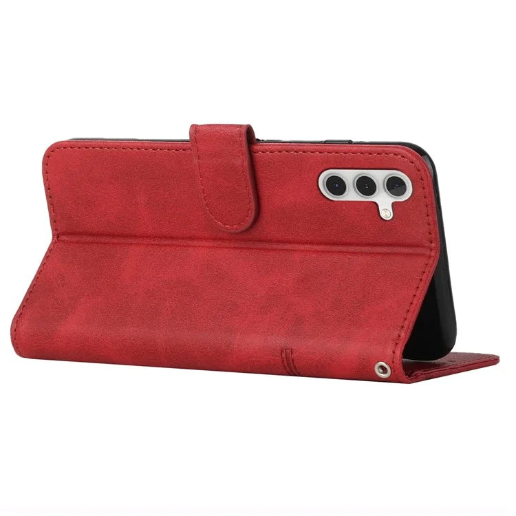 For Samsung Galaxy S24+ Cell Phone Case PU Leather Drop-proof Cover with Wallet