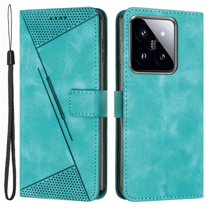 For Xiaomi 14 Case Anti-fall Triangle Imprinted PU Leather Wallet Stand Phone Cover