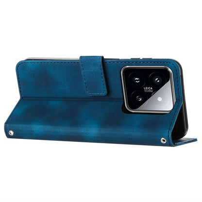 For Xiaomi 14 Case Anti-fall Triangle Imprinted PU Leather Wallet Stand Phone Cover