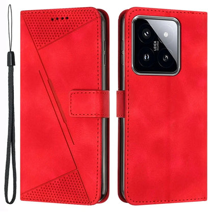 For Xiaomi 14 Case Anti-fall Triangle Imprinted PU Leather Wallet Stand Phone Cover