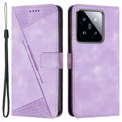 For Xiaomi 14 Case Anti-fall Triangle Imprinted PU Leather Wallet Stand Phone Cover
